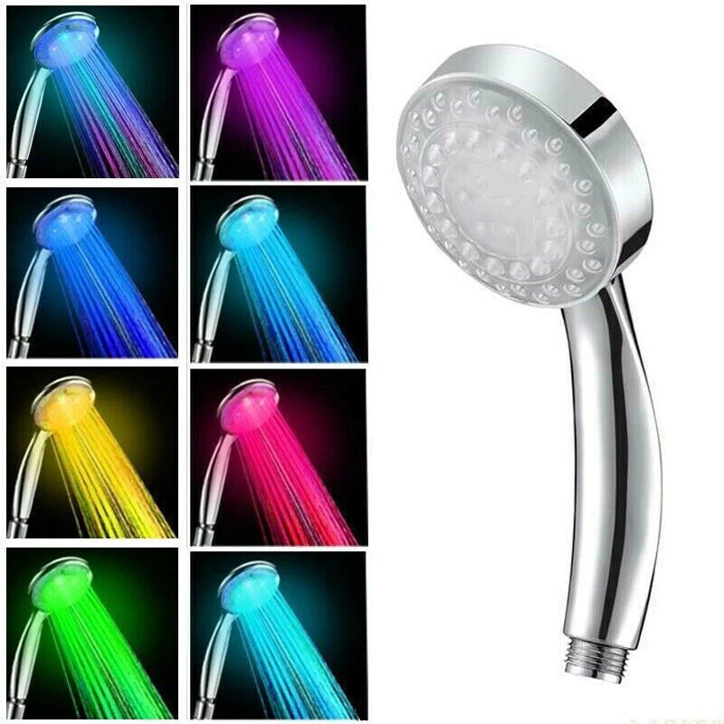 Transform Your Shower Experience with the Handheld LED Light Waterfall Shower Head - 7 Vibrant Colors for a Colorful Bath Time!
