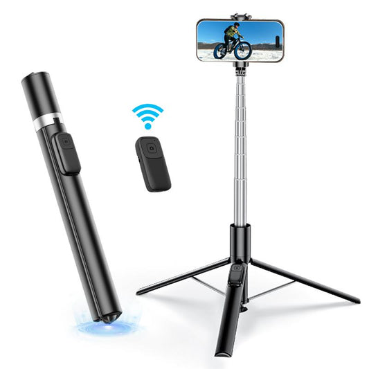 KOLOOBO 69" Automatic Phone Tripod with Magnetic Rechargable Remote , 360° Rotatable Lightweight Portable Tripod, Suitable for 4-7-Inch Iphone/Android/ Photo and Video Kits/Travel，Black and White