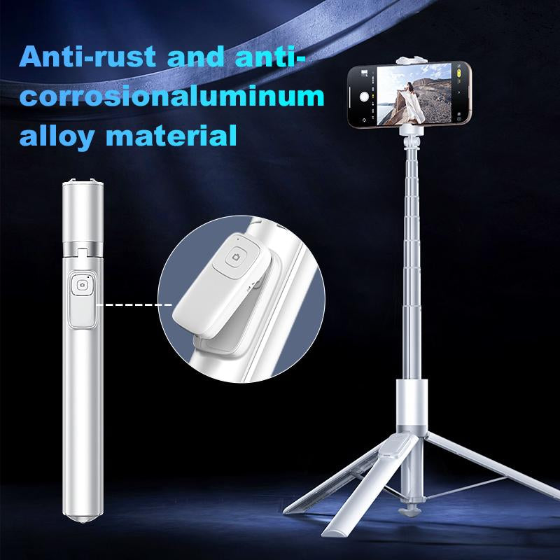 KOLOOBO 69" Automatic Phone Tripod with Magnetic Rechargable Remote , 360° Rotatable Lightweight Portable Tripod, Suitable for 4-7-Inch Iphone/Android/ Photo and Video Kits/Travel，Black and White