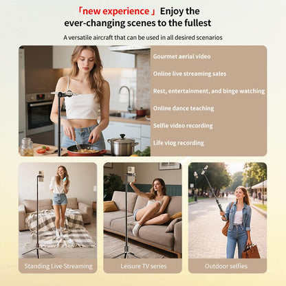 KOLOOBO 69" Automatic Phone Tripod with Magnetic Rechargable Remote , 360° Rotatable Lightweight Portable Tripod, Suitable for 4-7-Inch Iphone/Android/ Photo and Video Kits/Travel，Black and White