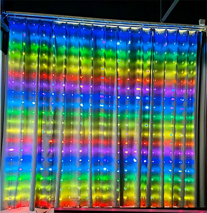 Smart App LED Window Curtain String Lights 400 LED Fairy Light DIY Programmable Pattern and Text Christmas Wedding Bedroom Decor