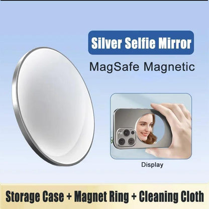 SELECTED Magnetic Slim Selfie Mirror for Back Camera - Convex Mirror Compatible with Magsafe Iphone 15, 14, 13 Max & plus - Perfect for Selfies and Vlogging Black Alloy