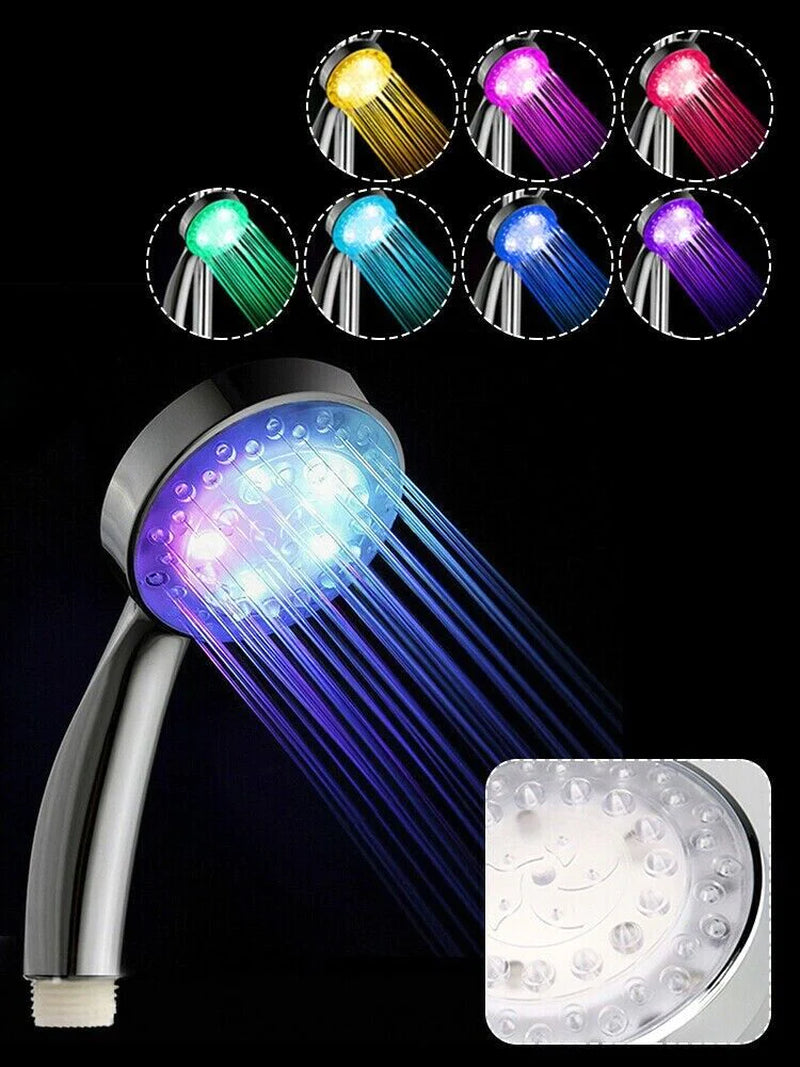 Transform Your Shower Experience with the Handheld LED Light Waterfall Shower Head - 7 Vibrant Colors for a Colorful Bath Time!