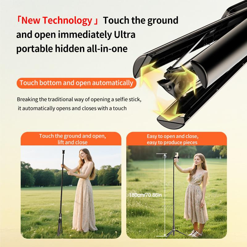 KOLOOBO 69" Automatic Phone Tripod with Magnetic Rechargable Remote , 360° Rotatable Lightweight Portable Tripod, Suitable for 4-7-Inch Iphone/Android/ Photo and Video Kits/Travel，Black and White