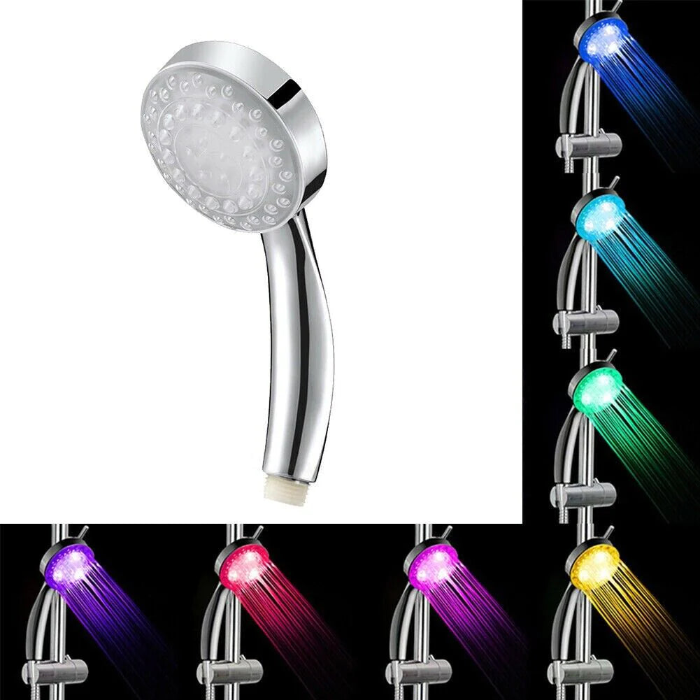 Transform Your Shower Experience with the Handheld LED Light Waterfall Shower Head - 7 Vibrant Colors for a Colorful Bath Time!