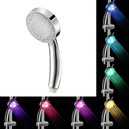 Transform Your Shower Experience with the Handheld LED Light Waterfall Shower Head - 7 Vibrant Colors for a Colorful Bath Time!