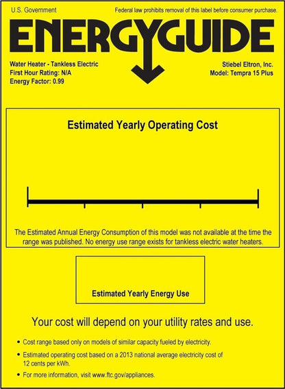 Tankless Water Heater – Tempra 20 plus – Electric, on Demand Hot Water, Eco, White