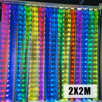 Smart App LED Window Curtain String Lights 400 LED Fairy Light DIY Programmable Pattern and Text Christmas Wedding Bedroom Decor