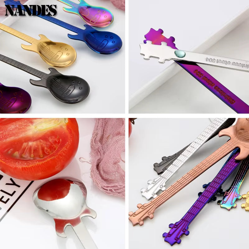 Stainless Steel Colorful Teaspoon and Coffee Spoon Set for Stylish Tableware and Kitchen Use