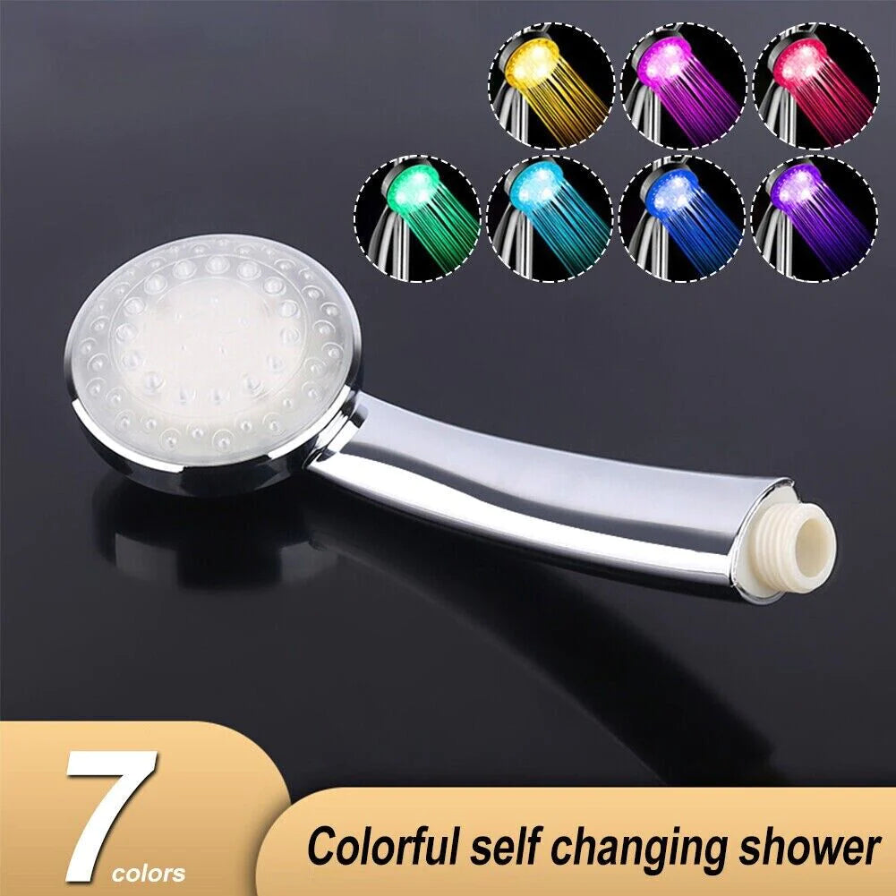 Transform Your Shower Experience with the Handheld LED Light Waterfall Shower Head - 7 Vibrant Colors for a Colorful Bath Time!