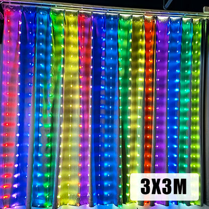 Smart App LED Window Curtain String Lights 400 LED Fairy Light DIY Programmable Pattern and Text Christmas Wedding Bedroom Decor
