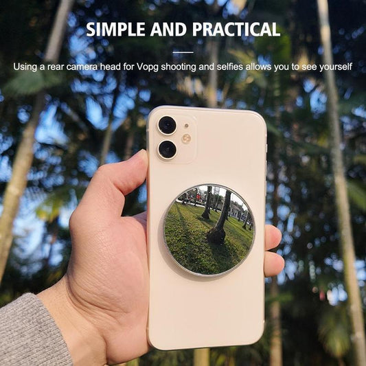SELECTED Magnetic Slim Selfie Mirror for Back Camera - Convex Mirror Compatible with Magsafe Iphone 15, 14, 13 Max & plus - Perfect for Selfies and Vlogging Black Alloy